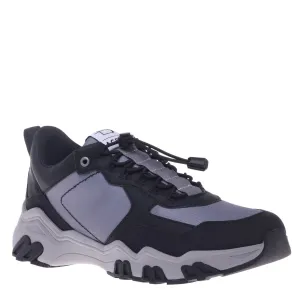 Trainers in black and grey eco-leather