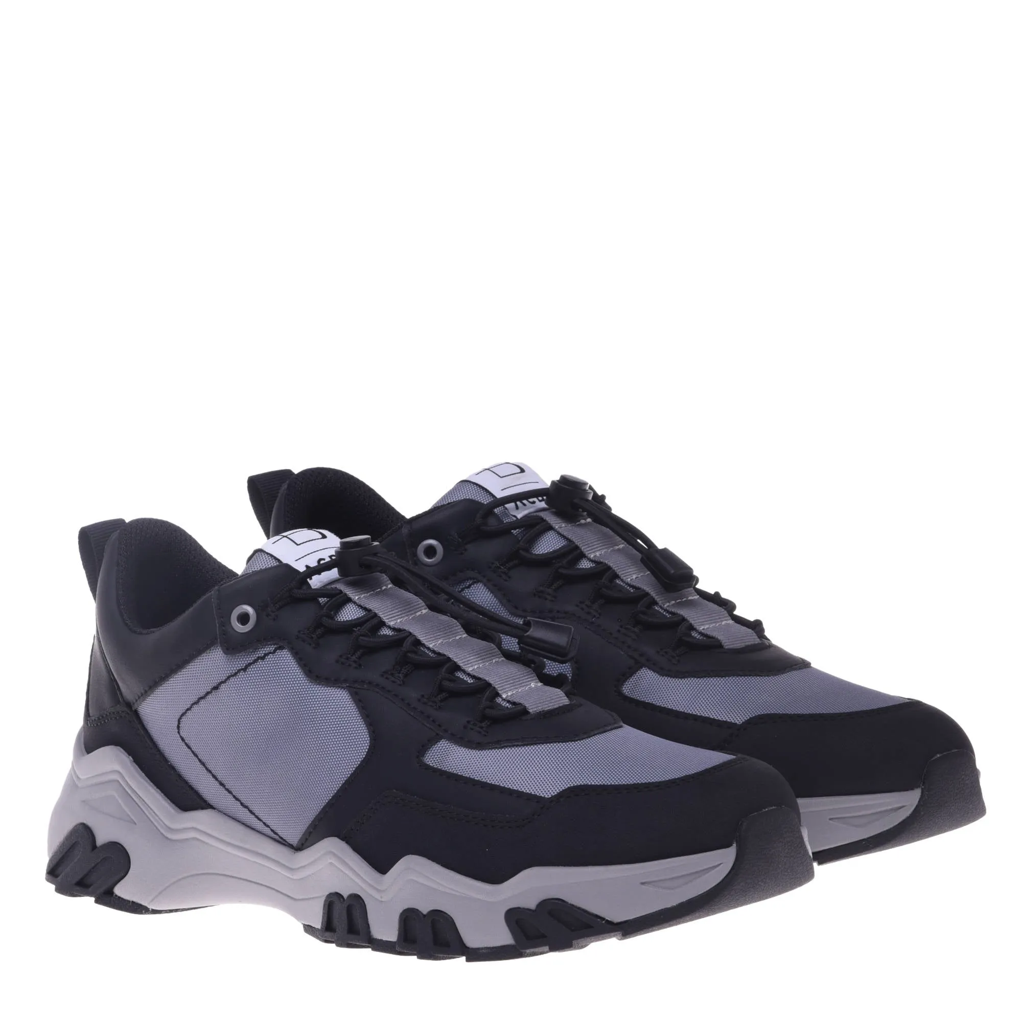 Trainers in black and grey eco-leather