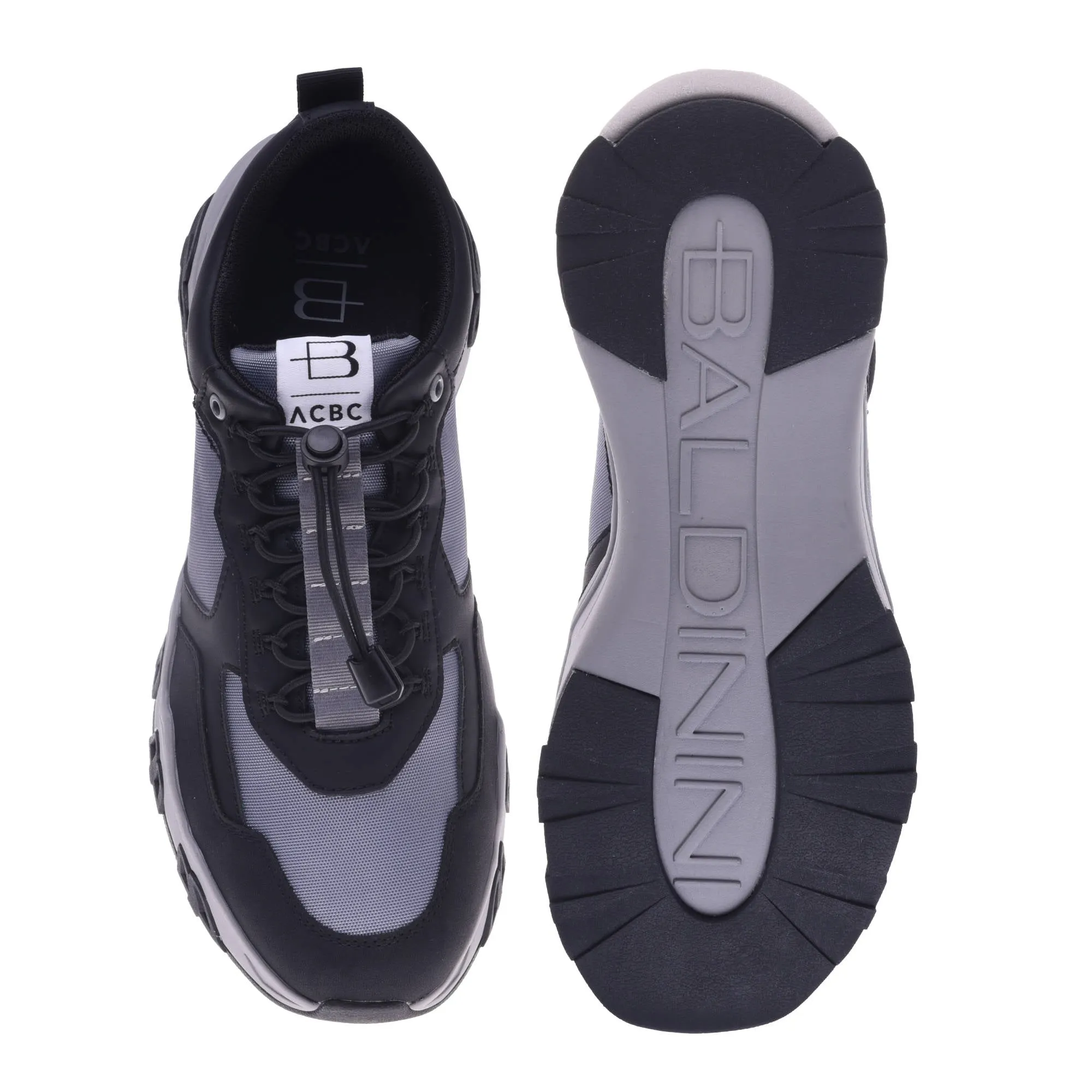 Trainers in black and grey eco-leather