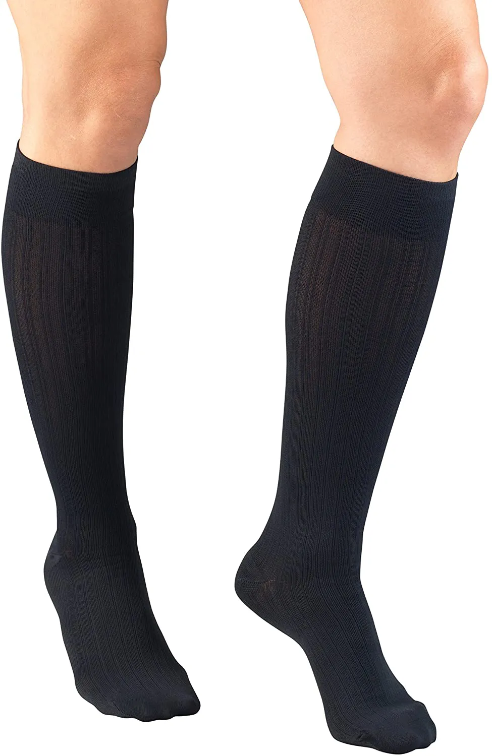 Truform Compression Socks, 15-20 mmHg, Women's Dress Socks, Knee High Over Calf Length, White Cable Knit, Large