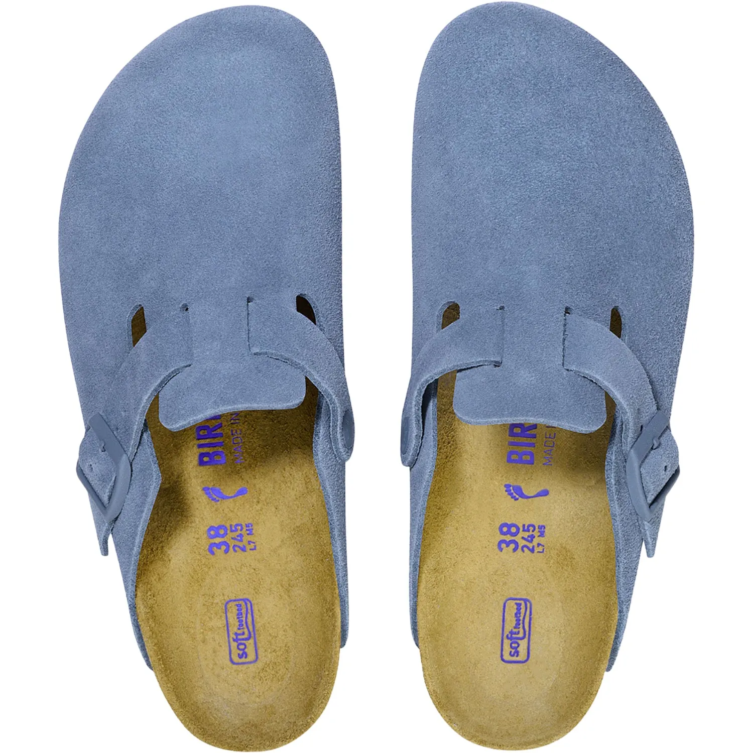 Unisex Birkenstock Boston Soft Footbed Elemental Blue Suede