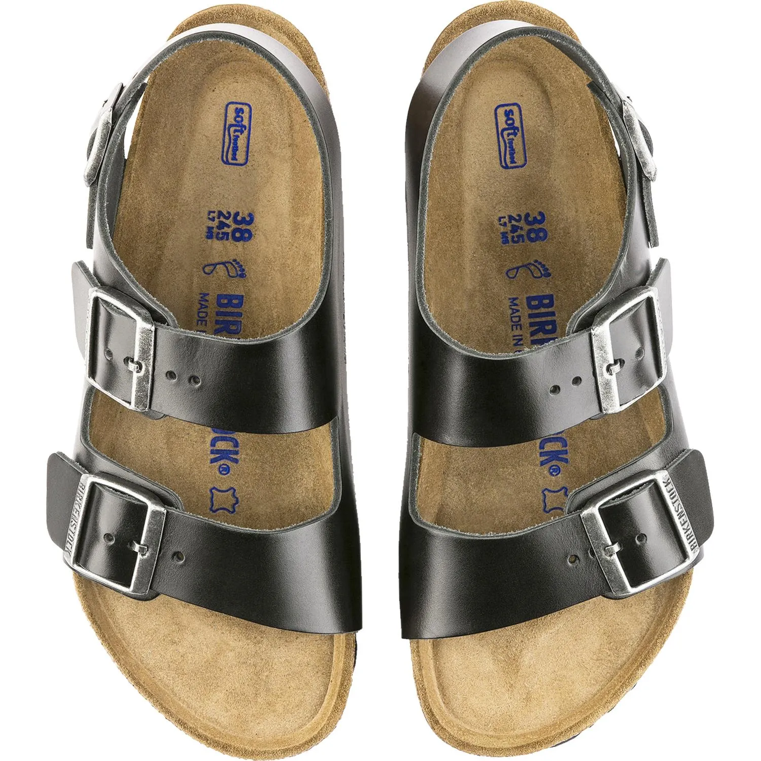 Unisex Birkenstock Milano Soft Footbed Black Amalfi Leather