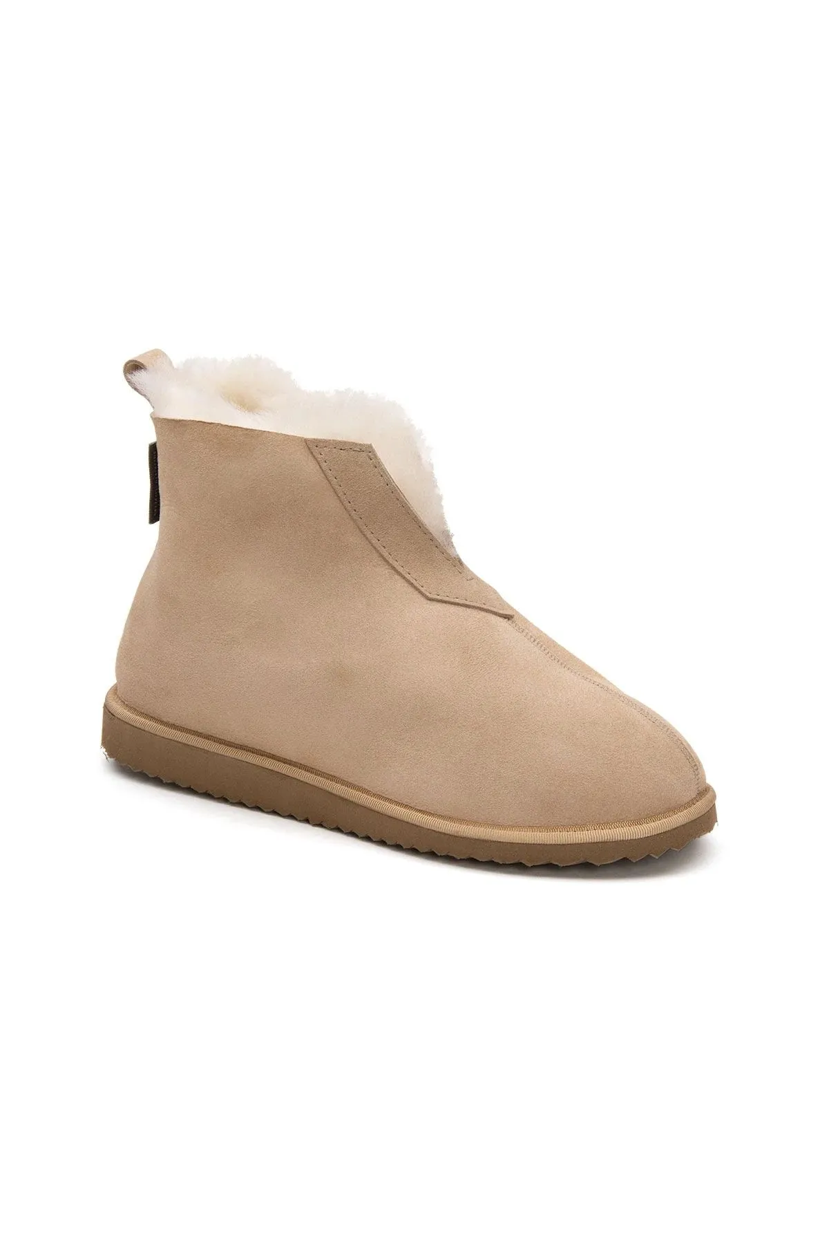 Unisex Fudnap 191200 Beige with Genuine Suede Fur Inside