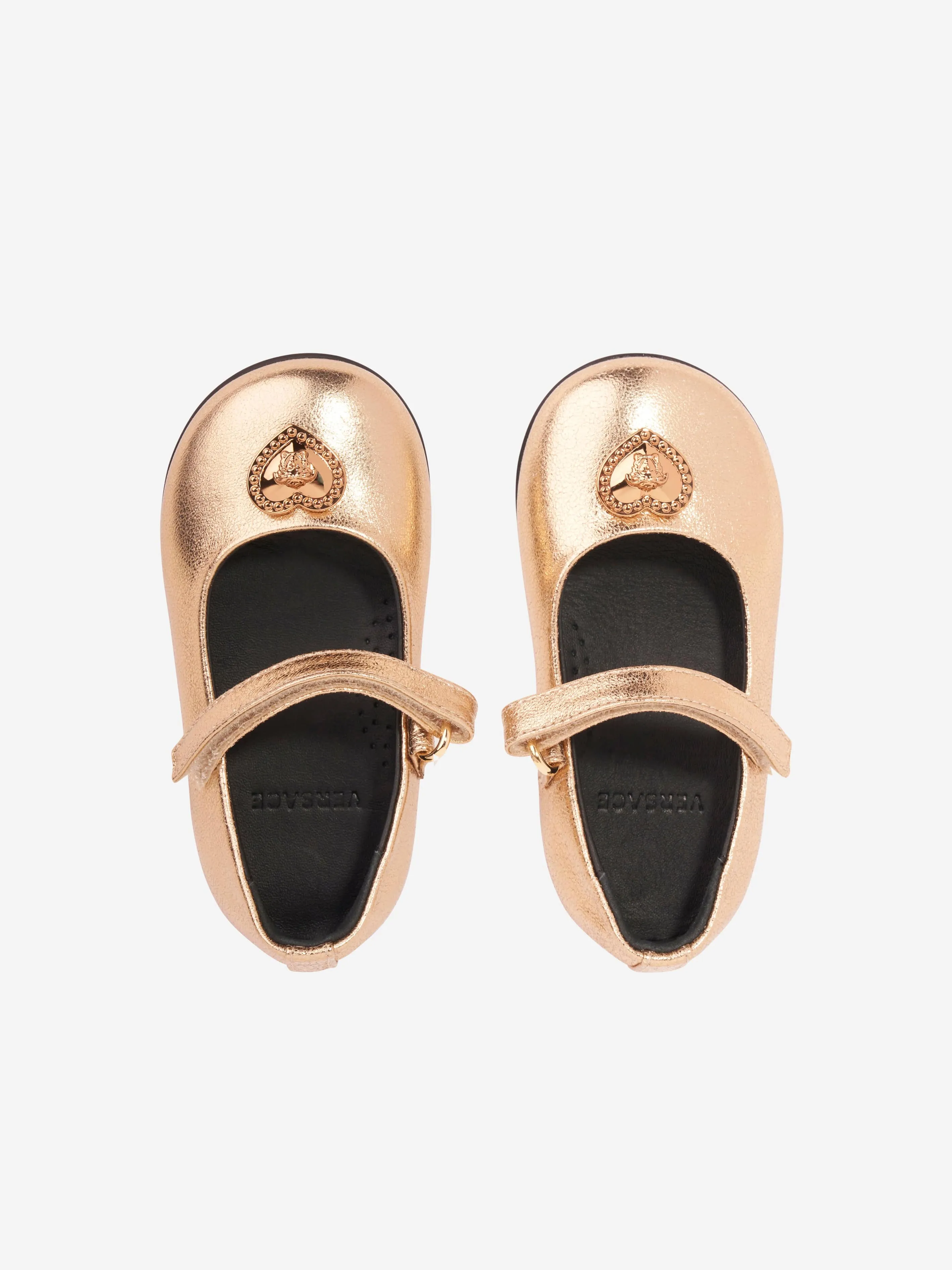 Versace Girls Heart Logo Shoes in Gold