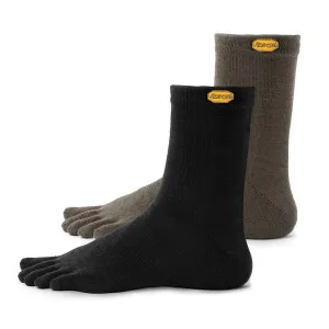 Vibram Merino Wool-Blend Crew Toe Socks (2 Pack) Black - Green