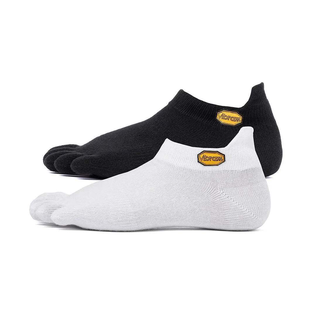 Vibram No Show Toe Socks (2 Pack) White/Black