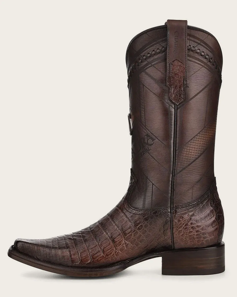 Western dark brown exotic boot