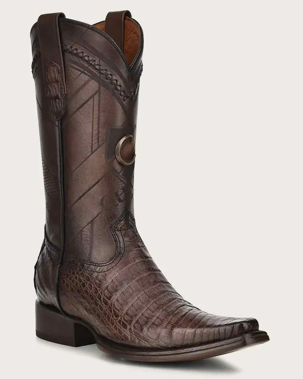 Western dark brown exotic boot