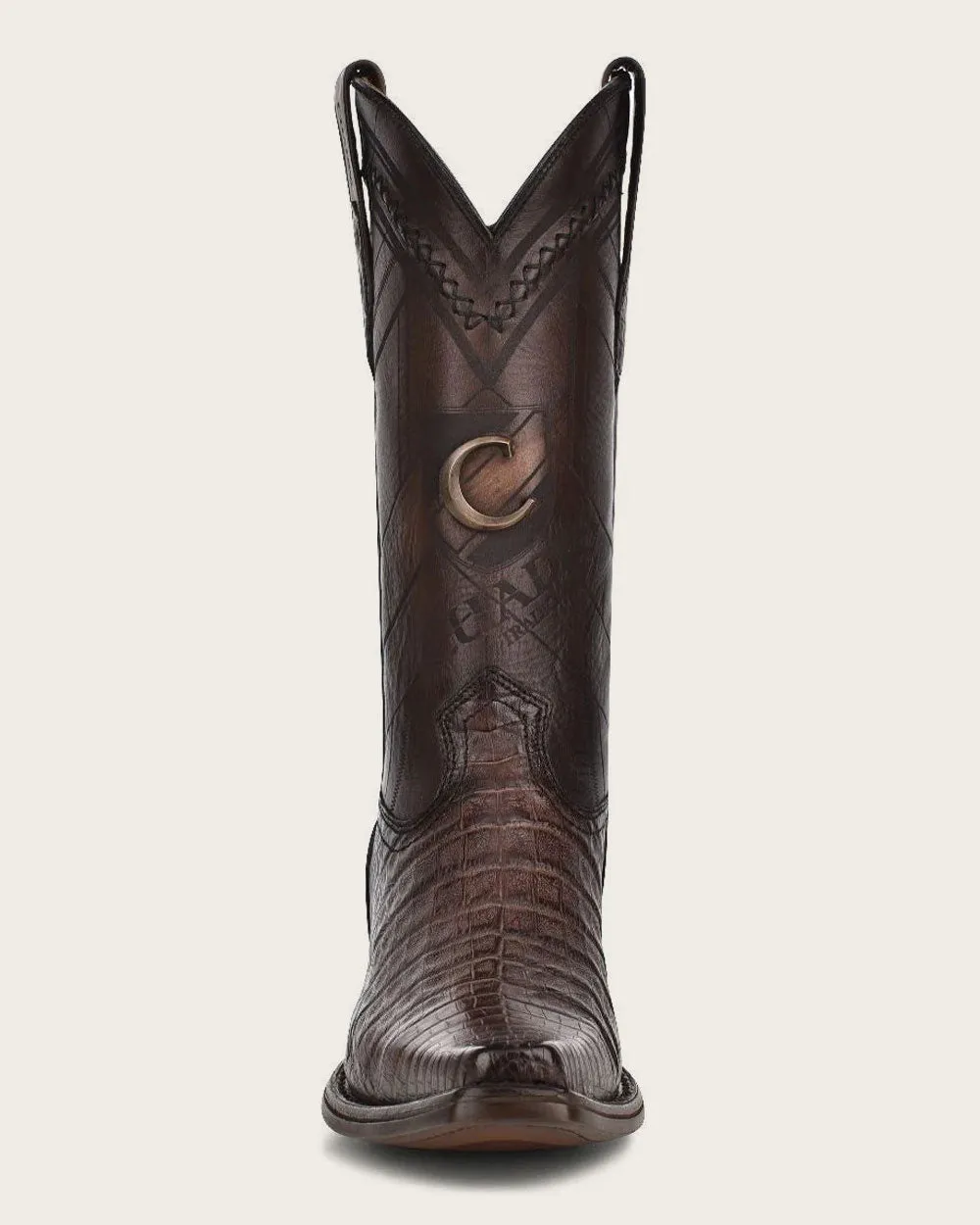 Western dark brown exotic boot