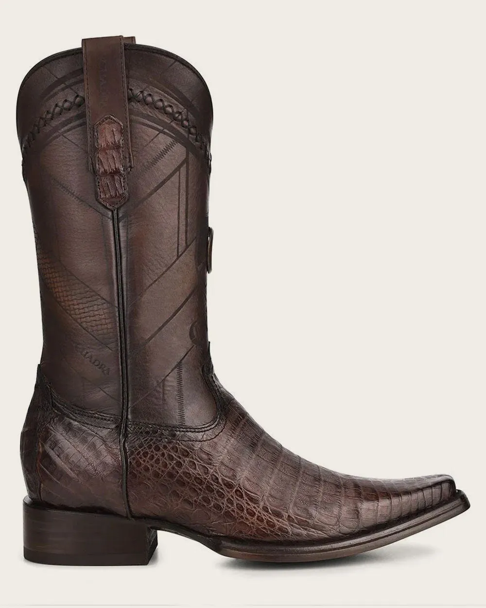 Western dark brown exotic boot