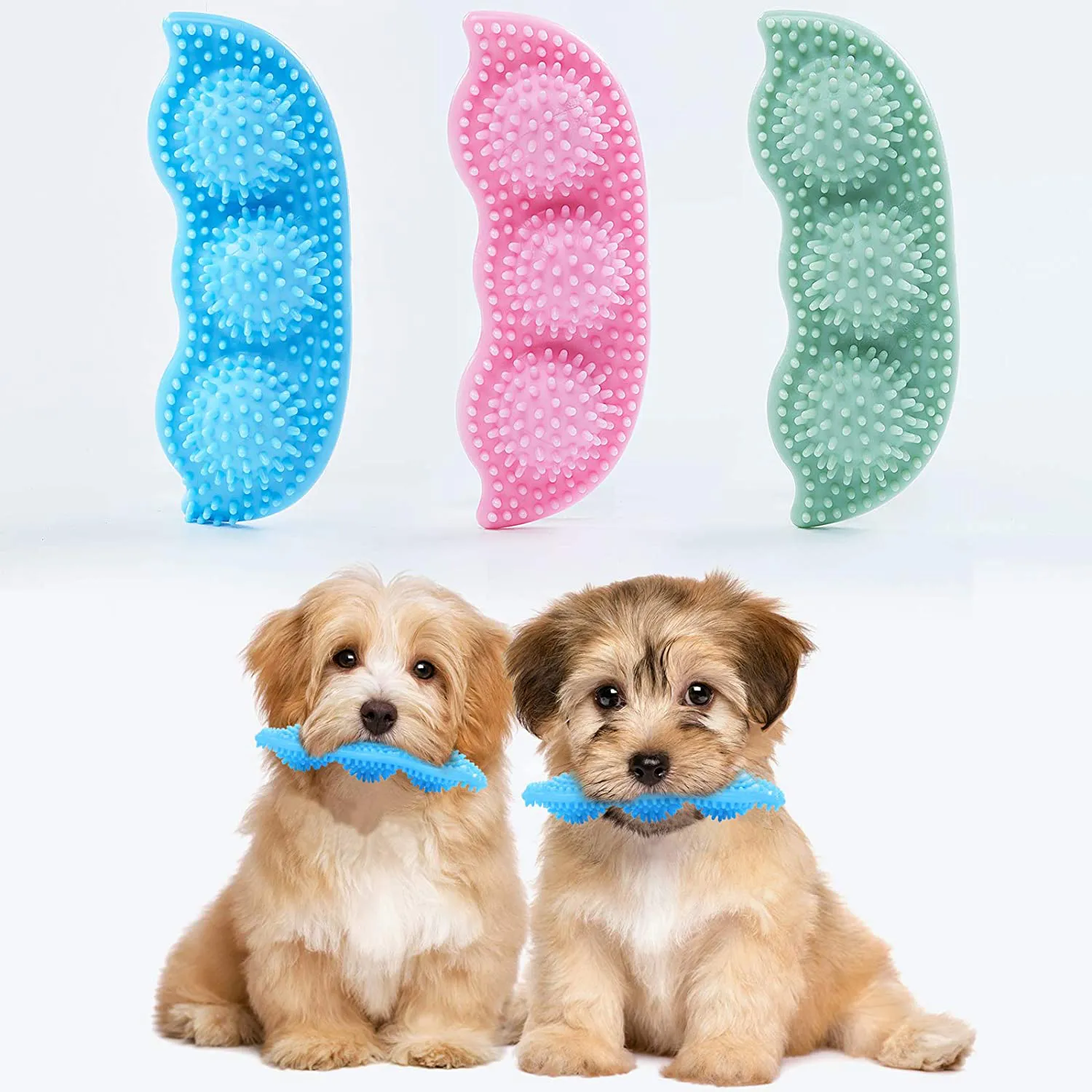 WHRPEN 3 Pack Dog Chew Toy for Teething, 2-8 Months Puppy Teething Chew Toys, 360° Clean Pet Teeth & Soothe Pain of Teeth Growing, Puppy Toys, Both Small Dogs & Medium Dog Suitable