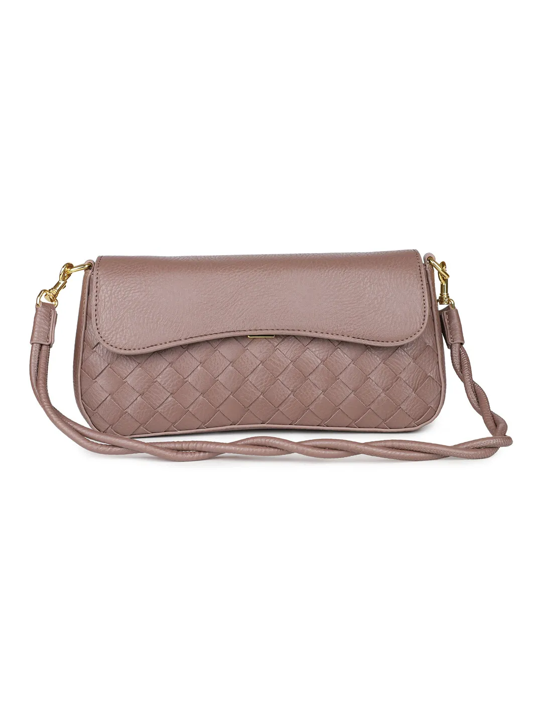 Women Brown Woven Textured Sling Bag