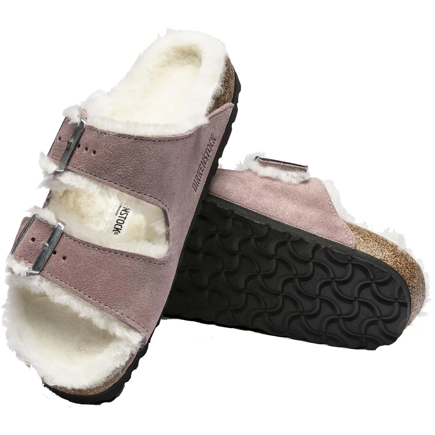 Women's Birkenstock Arizona Shearling Lavender Natural Suede