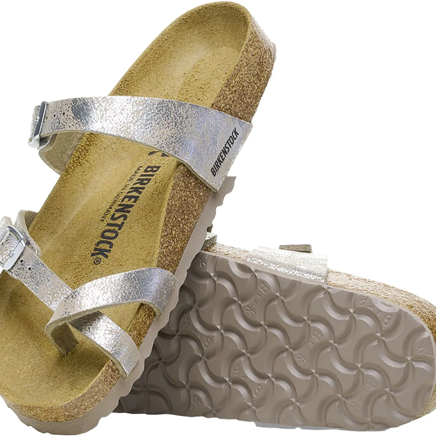 Women's Birkenstock Mayari Washed Taupe/Silver Birki Synthetic