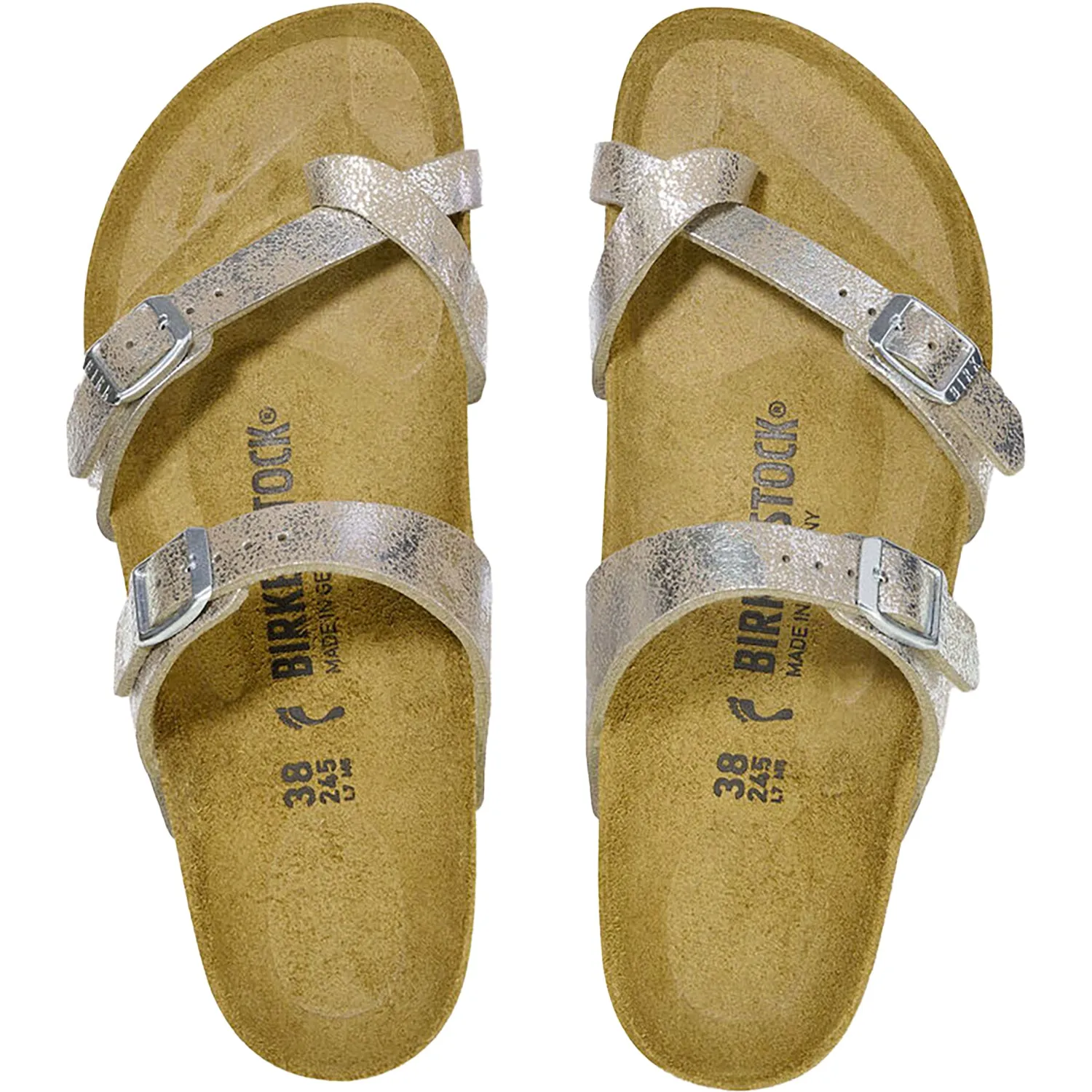 Women's Birkenstock Mayari Washed Taupe/Silver Birki Synthetic