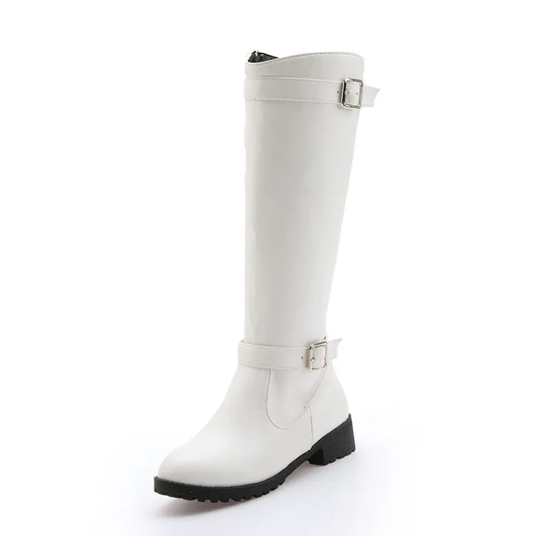 Women's Buckle Belt Knee High Boots