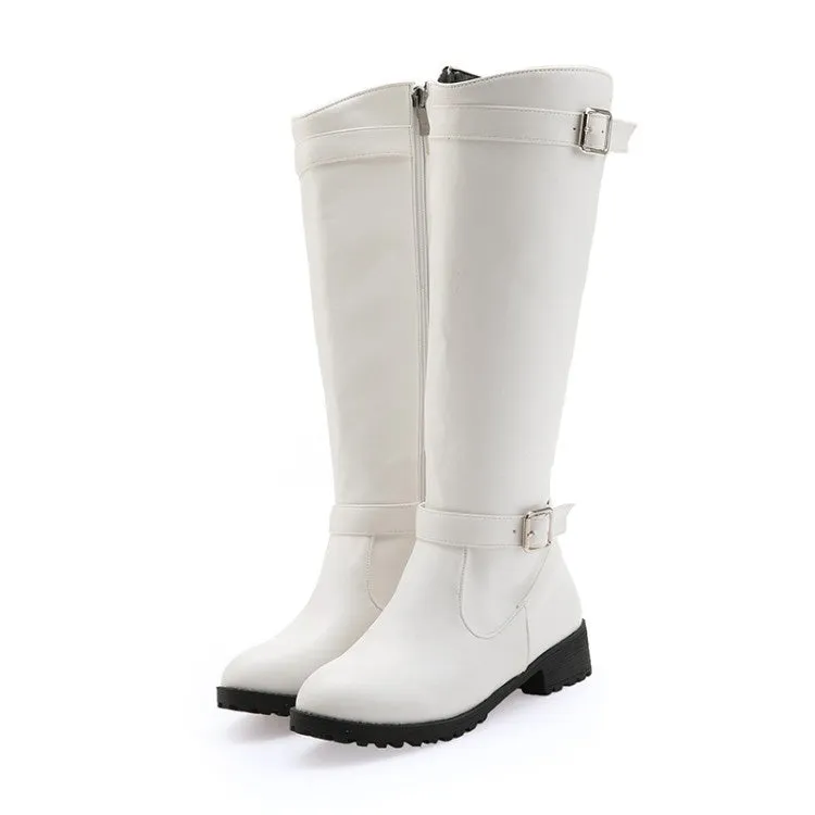 Women's Buckle Belt Knee High Boots