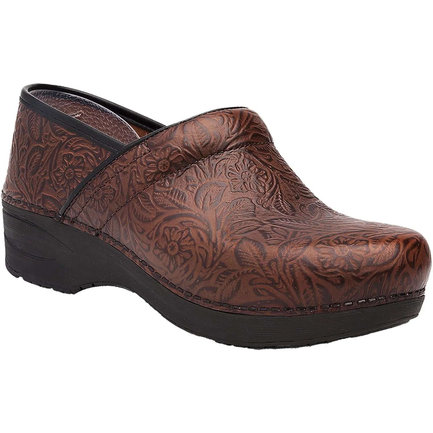 Women's Dansko XP 2.0 Brown Floral Tooled Leather