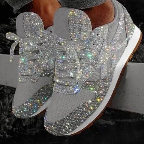 Women's glitter sneakers rhinestone shiny tennis shoes