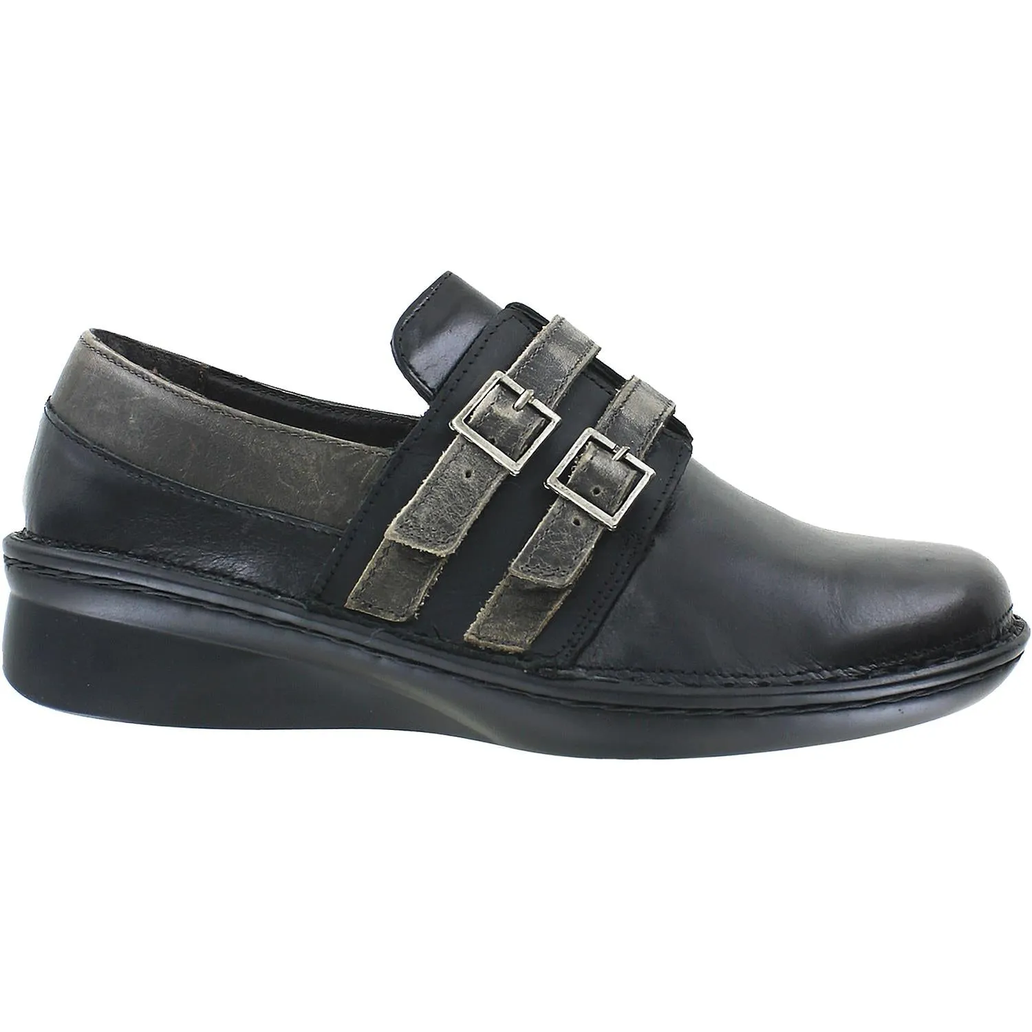 Women's Naot Celesta Black Madras/Oily Coal Leather/Nubuck