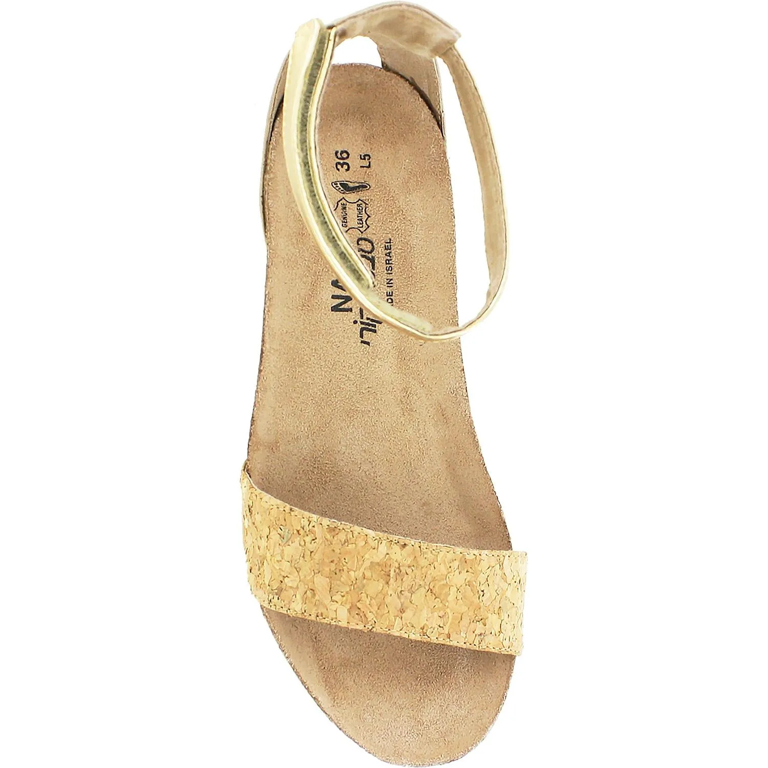 Women's Naot Pixie Gold Cork/Champagne Leather