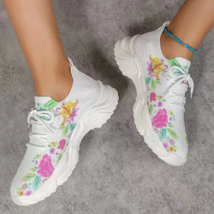 Women's Printed Flowers Casual Running Shoes