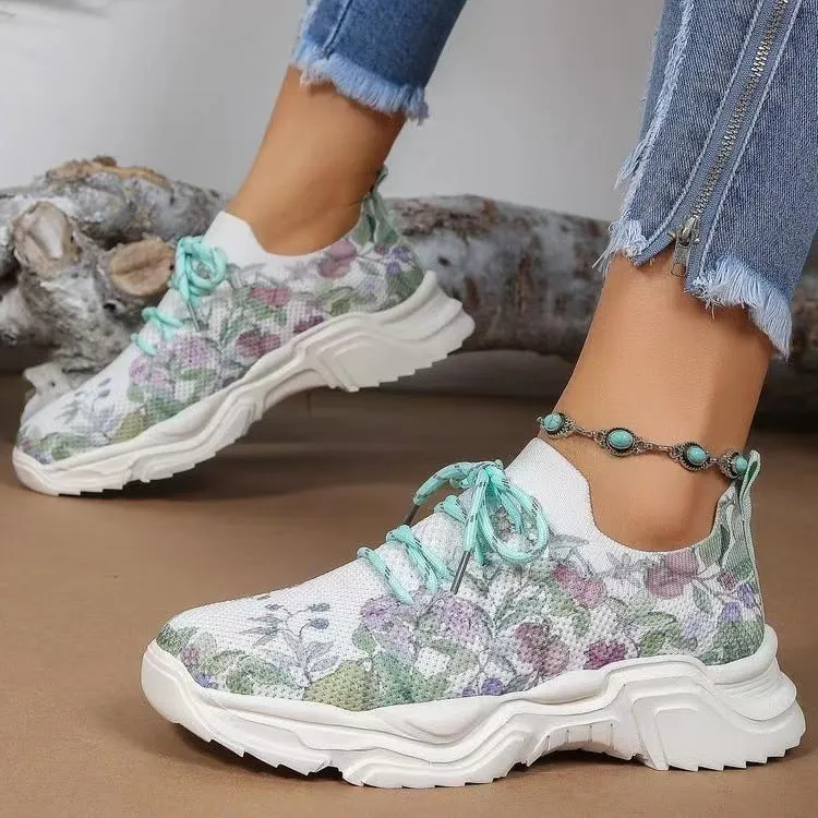 Women's Printed Flowers Casual Running Shoes