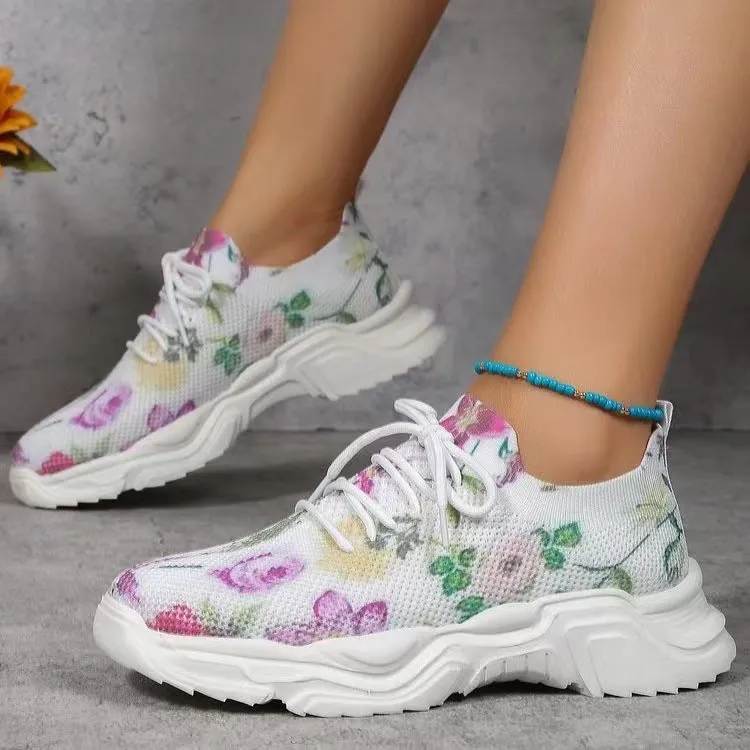 Women's Printed Flowers Casual Running Shoes