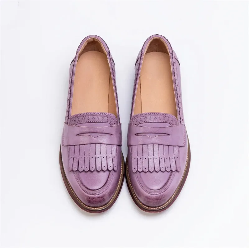 Women's Vintage Chic Round Toe Slip-on Oxford Shoes