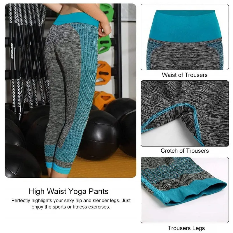 Womens Yoga Bra Cropped Pants 2PCS Set Gym Running Fitness Clothes