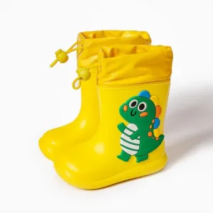 Yellow Dinosaur 190Cartoon Unicorn Dinosaur Children Rain Boots Lace Up Eva Soft Boys Girls Rain Shoes Light Waterproof Non Slip Kids Rainboots